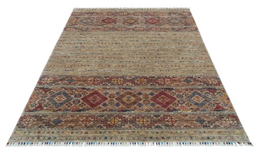 Surface texture of New Samarkand rug with natural Wool and intricate pattern