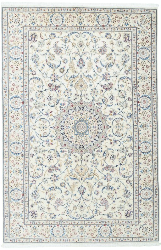 Full view of 2000s Nain rug from Iran / Persia, 309 × 204 cm in Beige tones