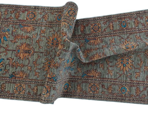 Full view of New Farahan rug from Pakistan, 202 × 76 cm in Gray tones