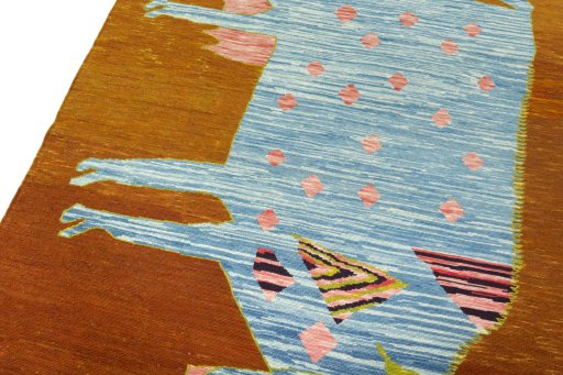 Surface texture of New Kilim Dastan rug with natural Wool and intricate pattern