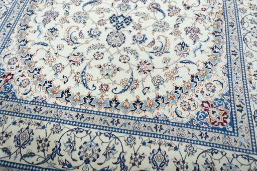 Close-up detail of New Nain rug from Iran / Persia showing Wool weave