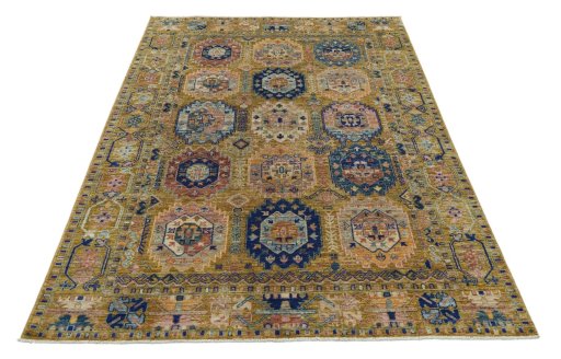 Surface texture of New Samarkand rug with natural Wool and intricate pattern