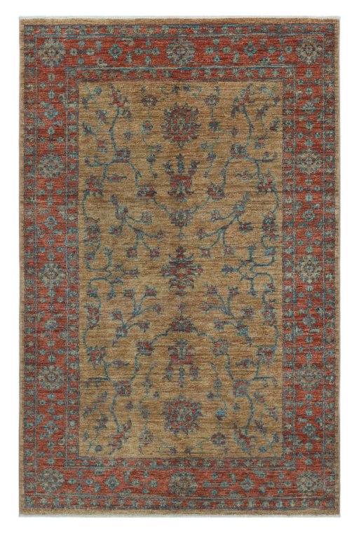 Full view of New Farahan rug from Pakistan, 186 × 122 cm in Beige tones