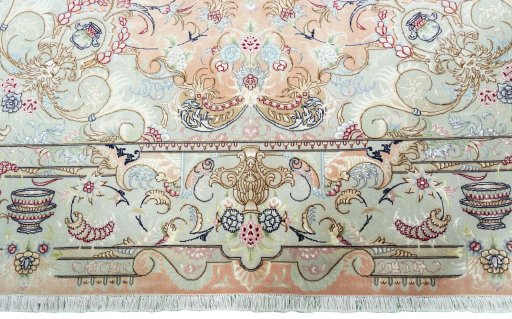 Full view of 2000s Tabriz 50/60/70 Raj rug from Iran / Persia, 295 × 205 cm in Red tones