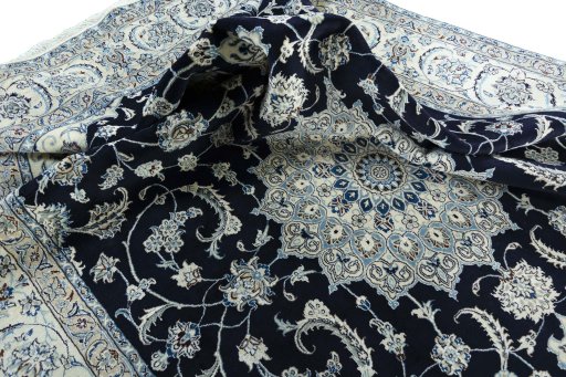 Surface texture of New Nain rug with natural Wool and intricate pattern