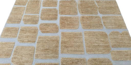 Backside of handmade New Morocco rug showing knot structure and weave density