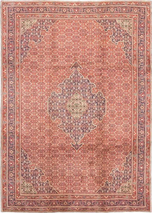 Full view of 2000s Bijar rug from Iran / Persia, 346 × 250 cm in Red tones