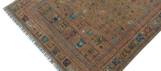 Backside of handmade New Samarkand rug showing knot structure and weave density