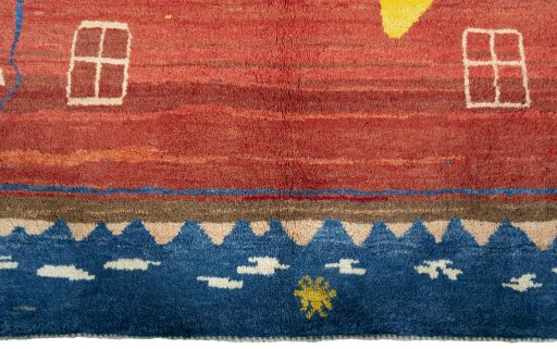 Central medallion detail of 2000s Persian Gabbeh rug from Pakistan