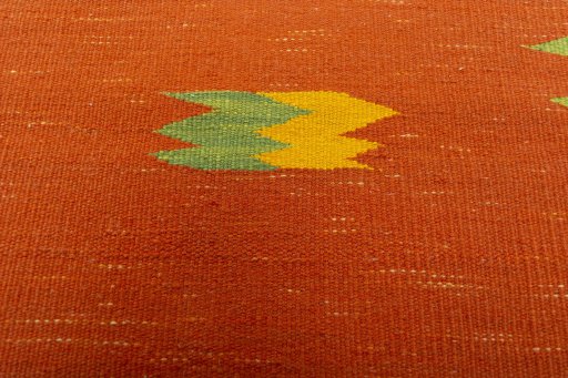 Backside of handmade New Kilim Sofre rug showing knot structure and weave density