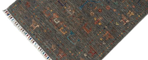 Backside of handmade New Samarkand rug showing knot structure and weave density