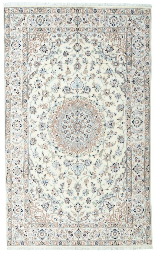 Full view of New Nain rug from Iran / Persia, 310 × 188 cm in Beige tones