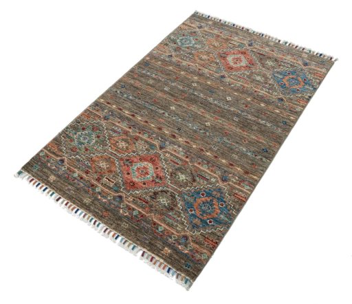 Close-up detail of New Samarkand rug from Pakistan showing Wool weave