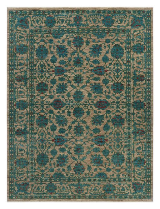 Full view of New Farahan rug from Pakistan, 200 × 154 cm in Beige tones