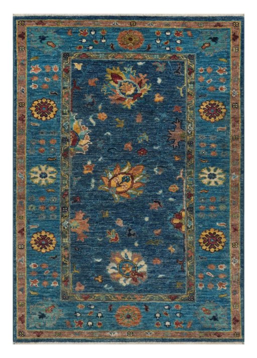 Full view of New Farahan rug from Pakistan, 121 × 85 cm in Blue tones
