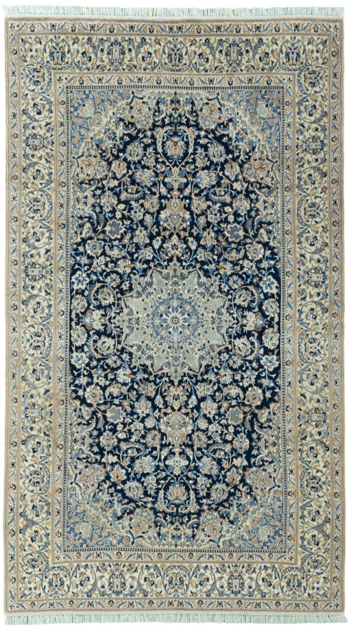 Full view of 2000s Nain rug from Iran / Persia, 292 × 167 cm in Blue tones