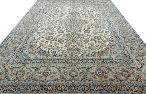Surface texture of 2000s Yazd rug with natural Wool and intricate pattern