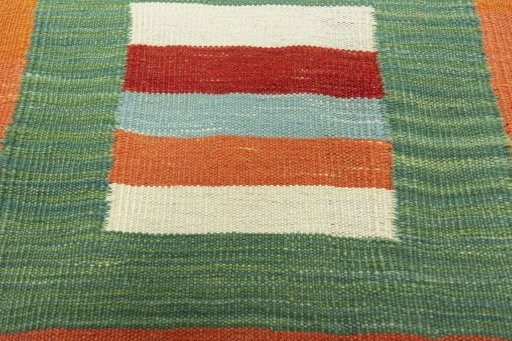 Backside of handmade New Kilim Sofre rug showing knot structure and weave density