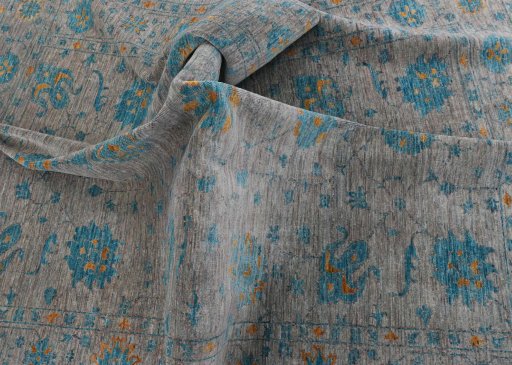 Full view of New Farahan rug from Pakistan, 235 × 168 cm in Gray tones