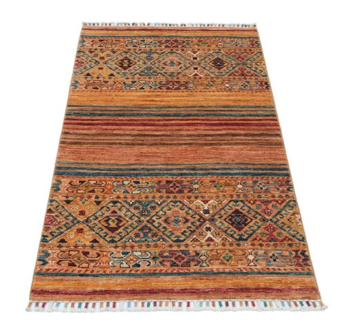 Surface texture of New Samarkand rug with natural Wool and intricate pattern