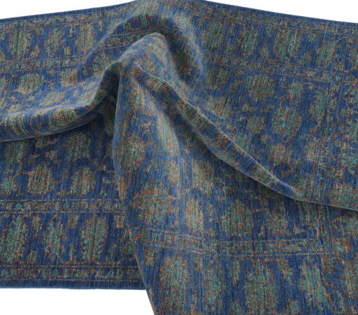 Full view of New Farahan rug from Pakistan, 196 × 148 cm in Blue tones