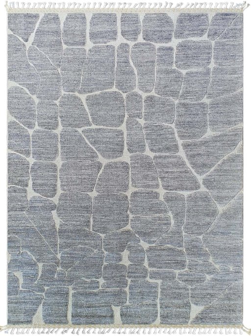 Full view of New Morocco rug from Pakistan, 286 × 210 cm in Gray tones