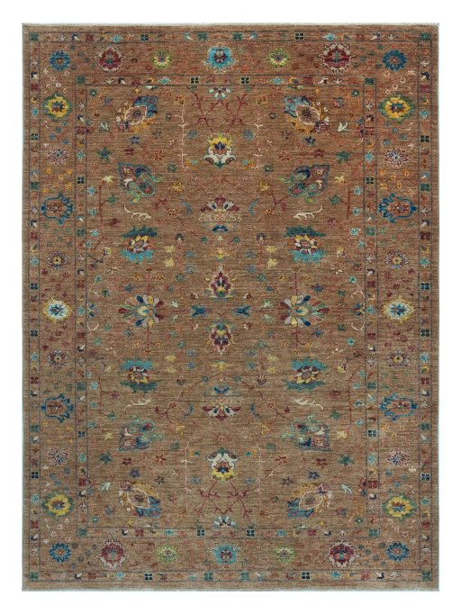 Full view of New Farahan rug from Pakistan, 227 × 166 cm in Yellow tones