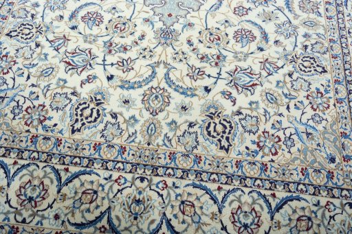 Close-up detail of 2000s Nain rug from Iran / Persia showing Wool weave