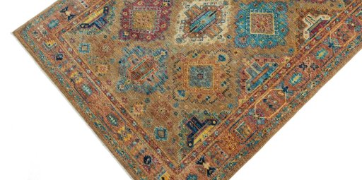 Backside of handmade New Samarkand rug showing knot structure and weave density