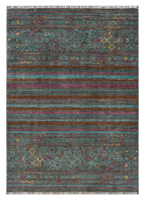 Full view of New Samarkand rug from Pakistan, 234 × 169 cm in Brown tones