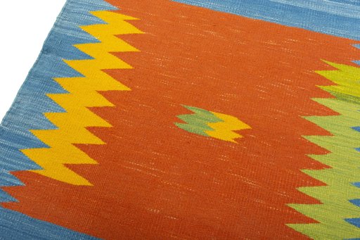 Surface texture of New Kilim Sofre rug with natural Wool and intricate pattern