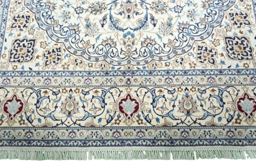 Full view of 2000s Nain rug from Iran / Persia, 307 × 207 cm in Beige tones