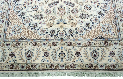Full view of 2000s Nain rug from Iran / Persia, 270 × 174 cm in Beige tones