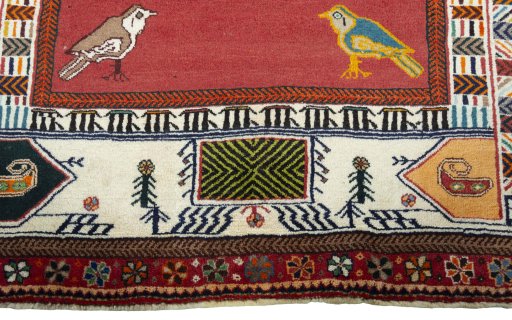 Central medallion detail of 2000s Persian Gabbeh rug from Iran / Persia