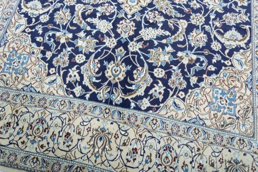 Close-up detail of New Nain rug from Iran / Persia showing Wool weave