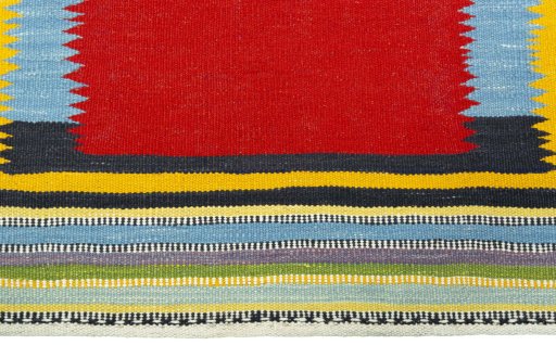 Central medallion detail of New Kilim Sofre rug from Turkey