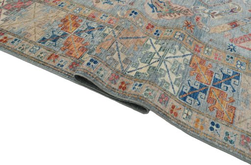 Close-up detail of New Kazak rug from Pakistan showing Wool weave