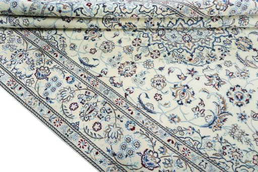 Close-up detail of New Nain rug from Iran / Persia showing Wool weave