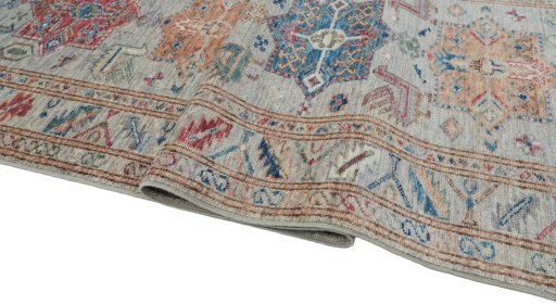 Close-up detail of New Kazak rug from Pakistan showing Wool weave