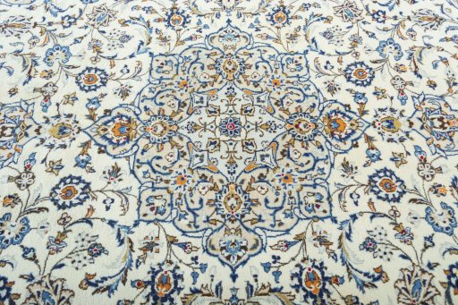 Central medallion detail of 2000s Kashan rug from Iran / Persia