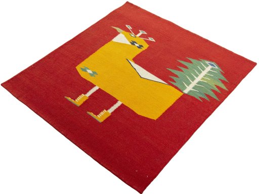 Corner detail of New Kilim Dastan rug showing border pattern and Wool pile
