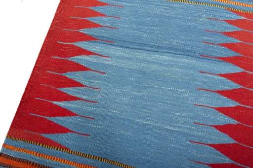 Surface texture of New Kilim Sofre rug with natural Wool and intricate pattern