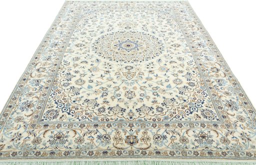 Surface texture of New Nain rug with natural Wool and intricate pattern