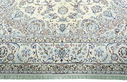 Full view of 2000s Nain rug from Iran / Persia, 335 × 244 cm in Beige tones