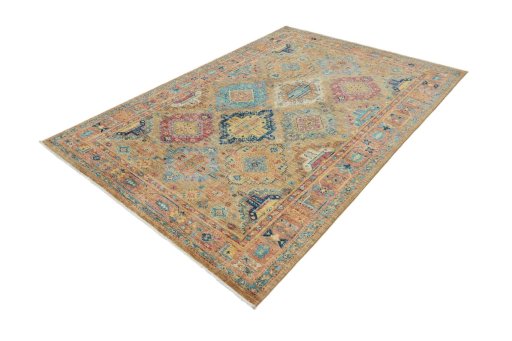 Close-up detail of New Samarkand rug from Pakistan showing Wool weave