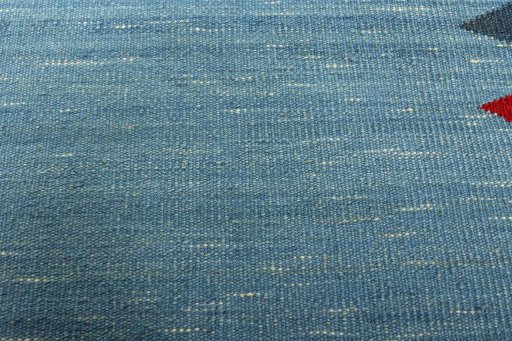 Backside of handmade New Kilim Sofre rug showing knot structure and weave density