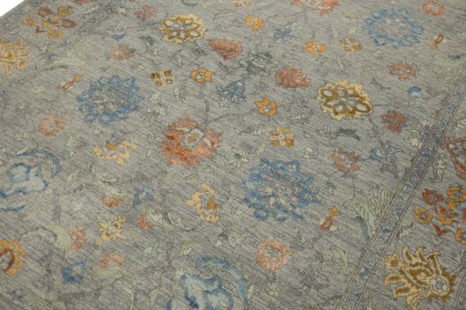 Backside of handmade New Mahli rug showing knot structure and weave density