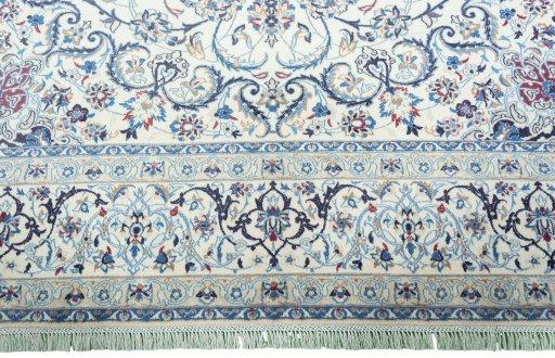 Full view of 2000s Nain rug from Iran / Persia, 358 × 256 cm in Beige tones
