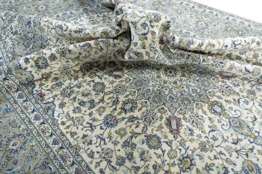 Surface texture of New Kashan rug with natural Cork and intricate pattern