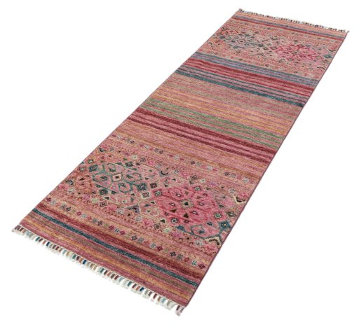 Close-up detail of New Samarkand rug from Pakistan showing Wool weave